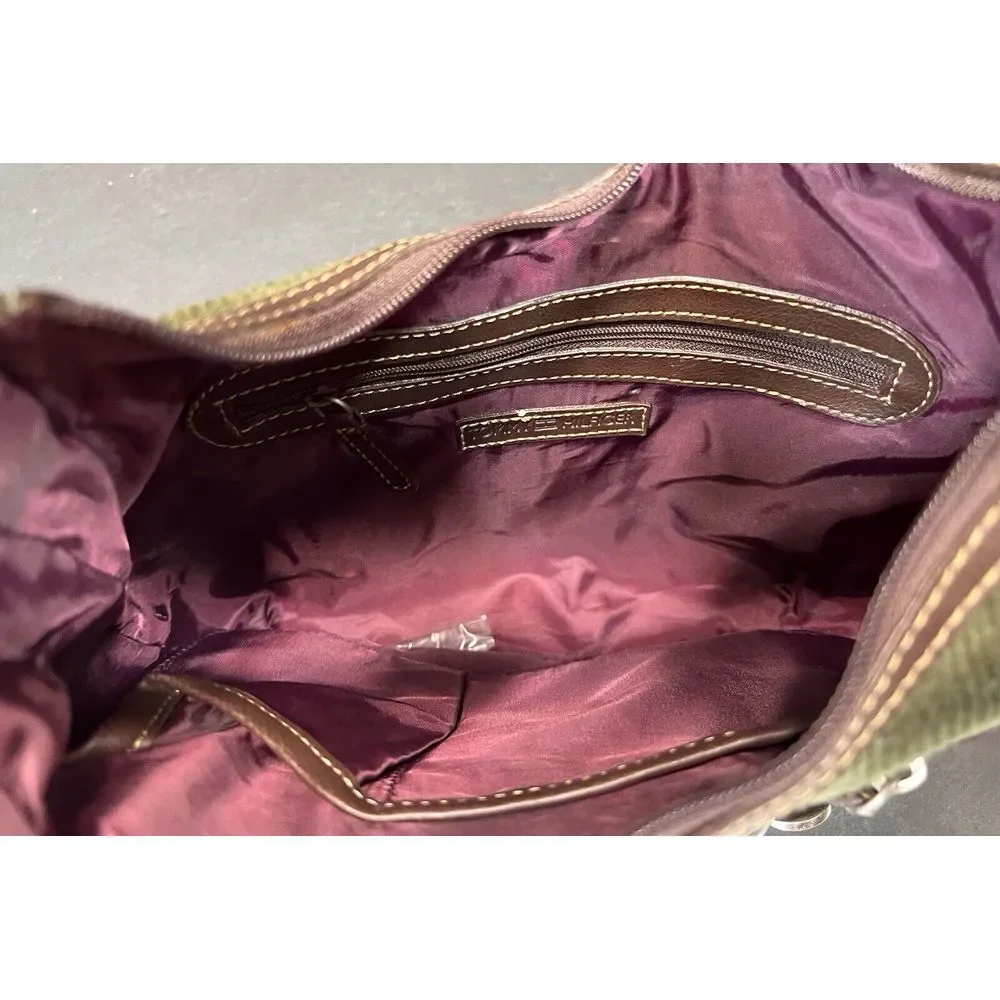 Tommy Hilfiger Montana Small Hobo Purse‎ Green Corduroy New W/tags